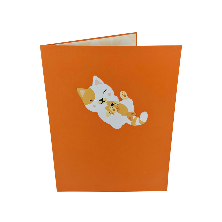 Cat Enjoying Fish 3D Pop Up Card UK
