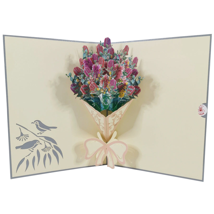 Waratah Flower Bunch 3D Pop Up Card UK