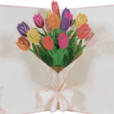 Mixed Colour Tulip Flower Bunch 3D Pop Up Card UK