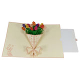 Mixed Colour Tulip Flower Bunch 3D Pop Up Card UK