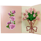 Light Pink Rose Bunch 3D Pop Up Card UK