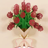 Red Rose Bunch 3D Pop Up Card UK