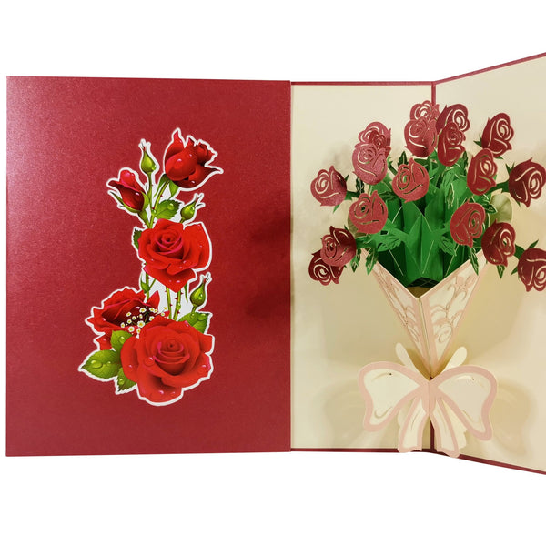 Red Rose Bunch Pop-Up Card