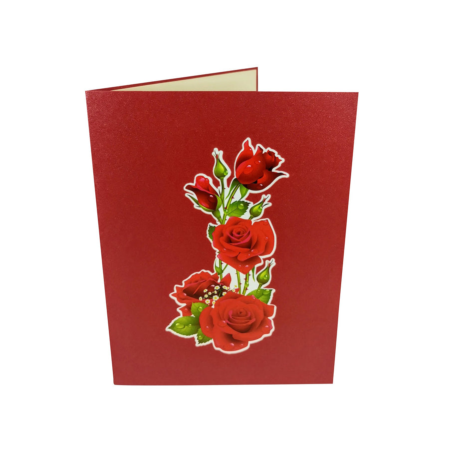 Red Rose Bunch 3D Pop Up Card UK