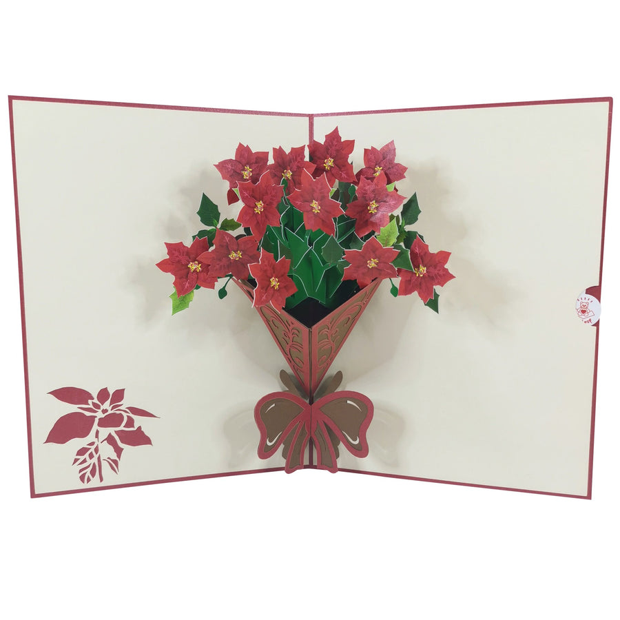 Poinsettia Flower Bunch 3D Pop Up Card UK
