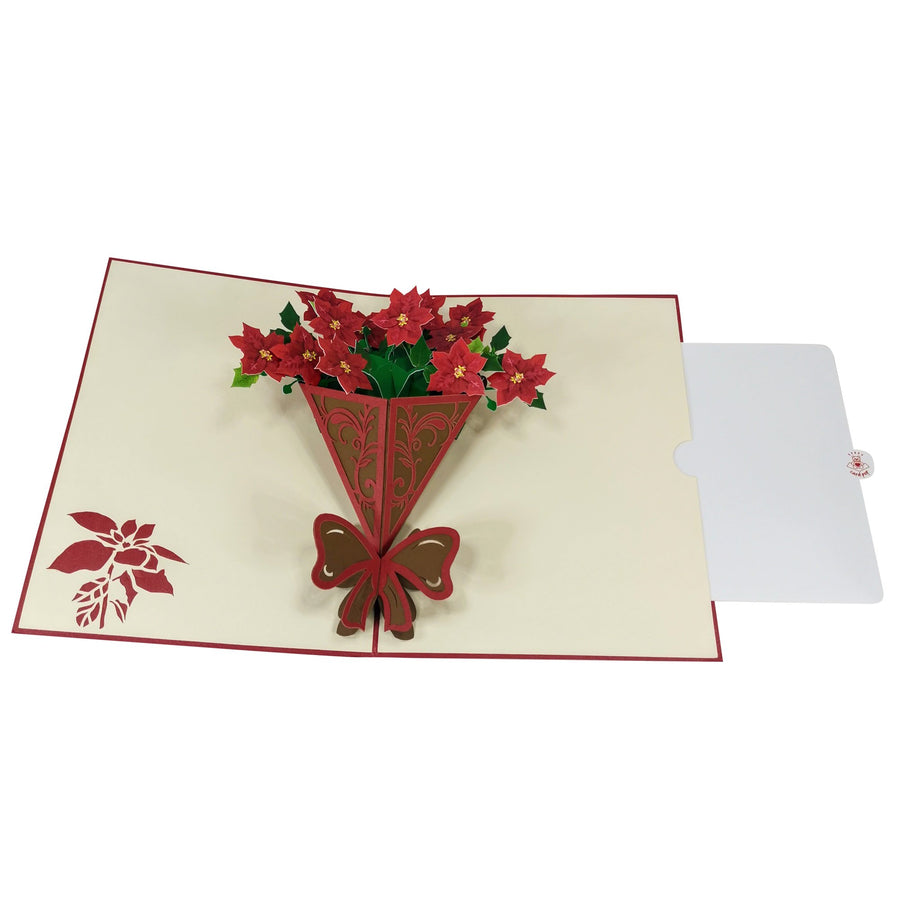 Poinsettia Flower Bunch 3D Pop Up Card UK
