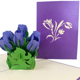 Purple Tulip Flower Bouquet 3D Pop Up Card UK