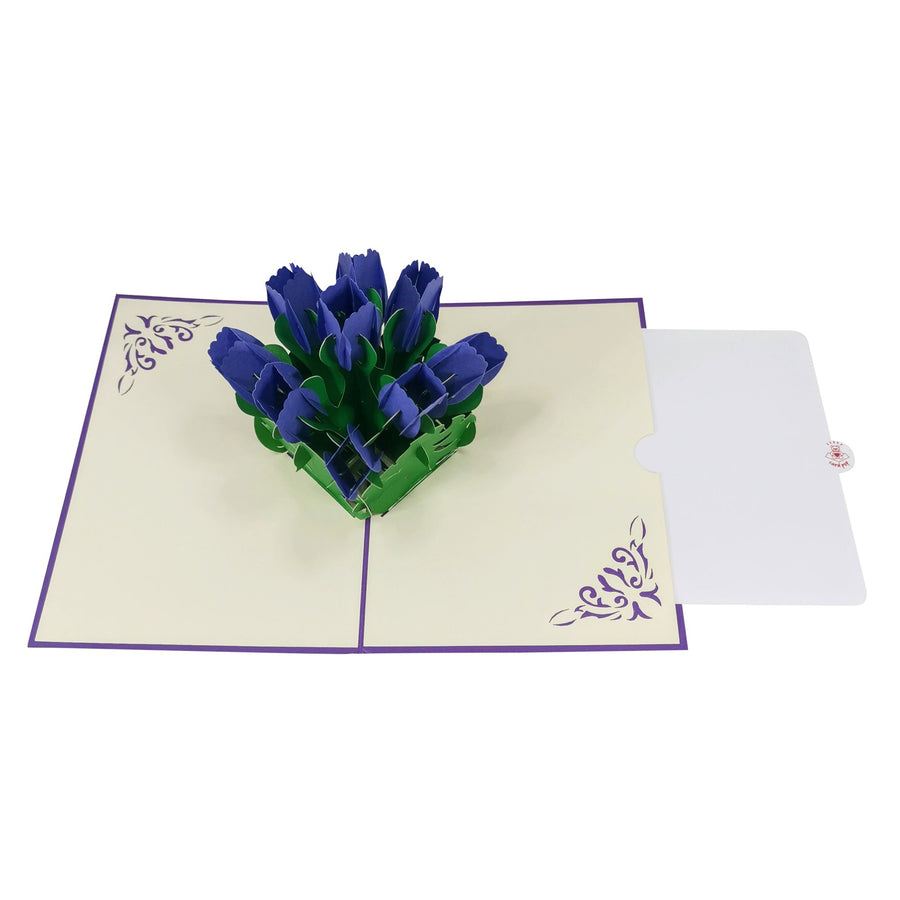 Purple Tulip Flower Bouquet 3D Pop Up Card UK