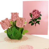 Light Pink Roses 3D Pop Up Card UK