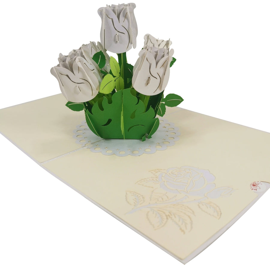 White Roses 3D Pop Up Card UK
