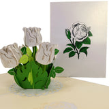 White Roses 3D Pop Up Card UK