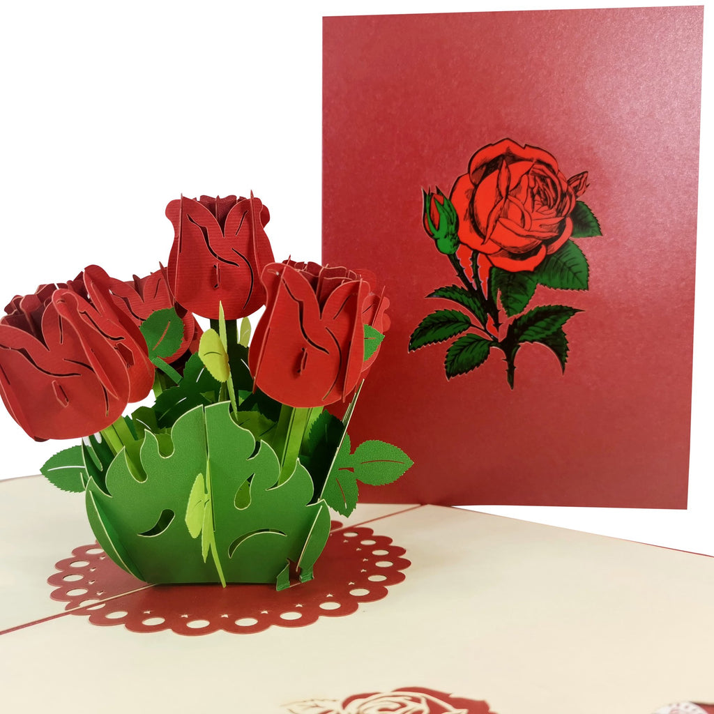 Red Roses Pop-Up Card – CardPop.co.uk