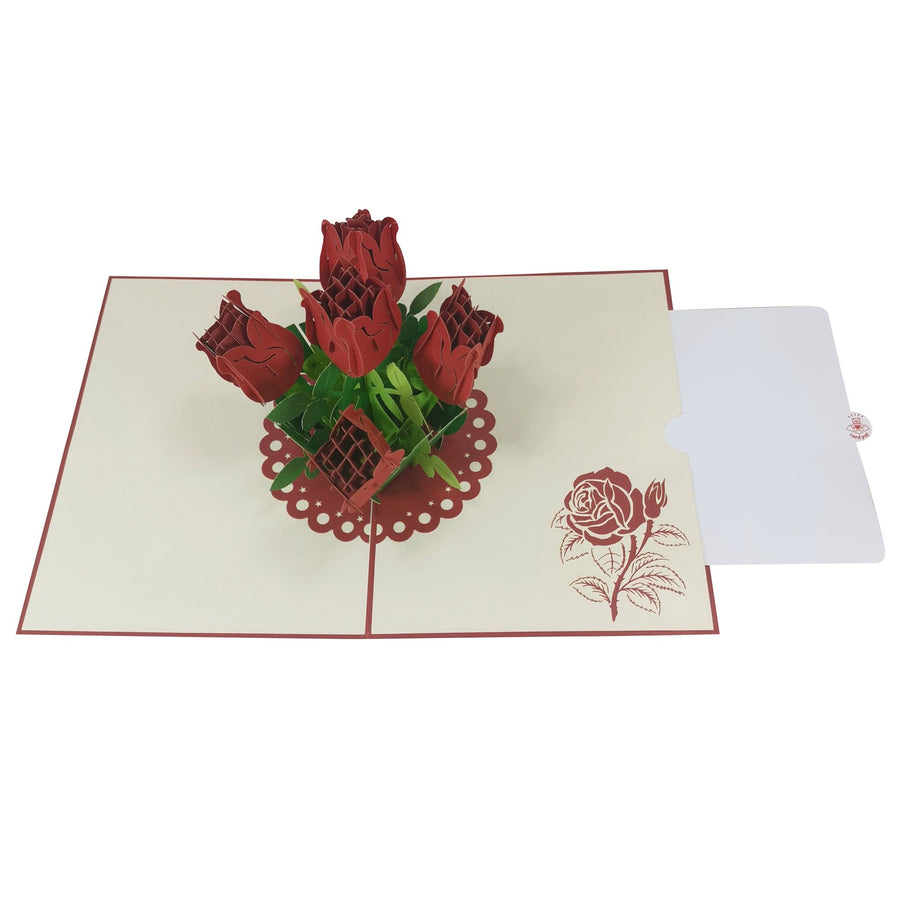 Red Roses 3D Pop Up Card UK