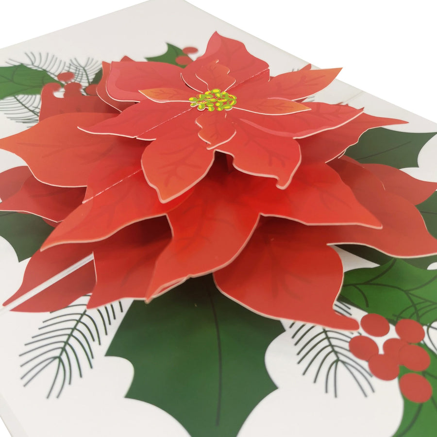 Poinsettia Flower Bloom 3D Pop Up Card UK