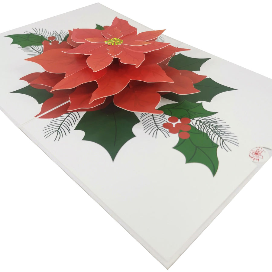 Poinsettia Flower Bloom 3D Pop Up Card UK