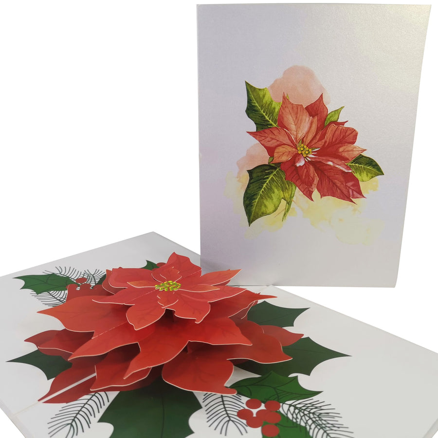 Poinsettia Flower Bloom 3D Pop Up Card UK