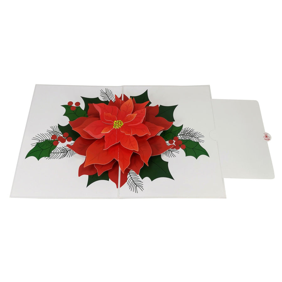 Poinsettia Flower Bloom 3D Pop Up Card UK