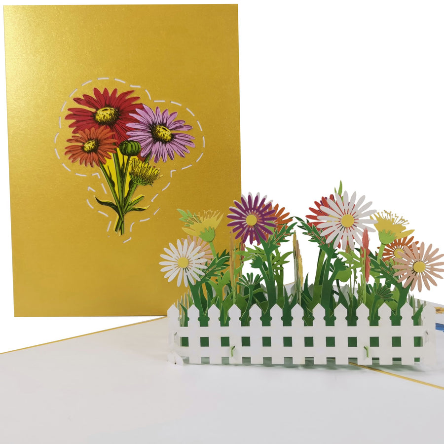 Gerbera Daisy Flower Garden 3D Pop Up Card UK