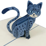 Grey Cat 3D Pop Up Card UK
