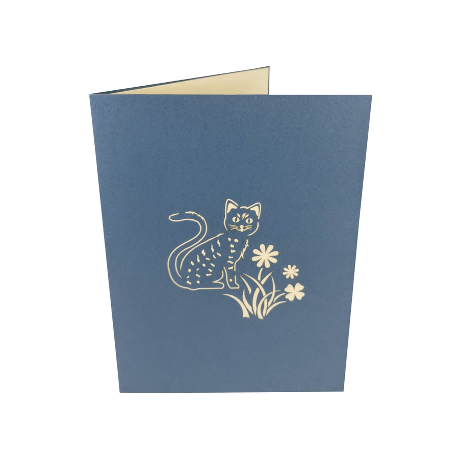 Grey Cat 3D Pop Up Card UK