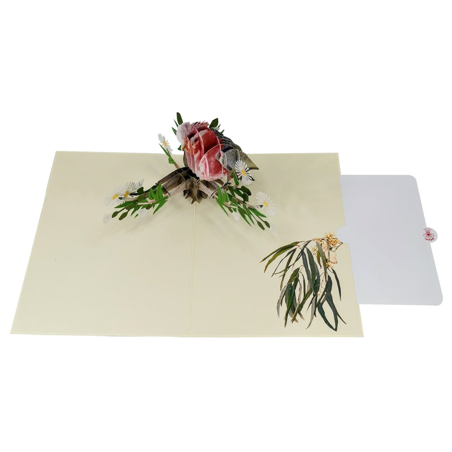 Pink and Grey Cockatoo 3D Pop Up Card UK