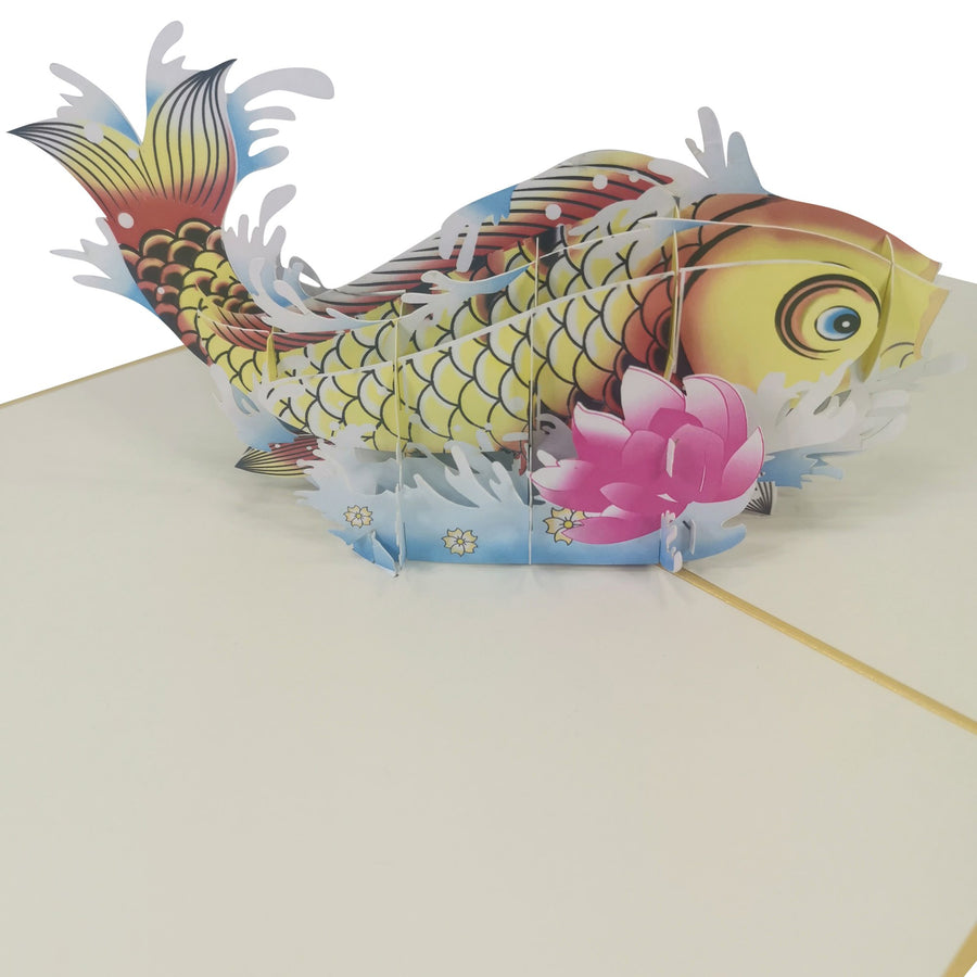 Gold Koi Carp Fish 3D Pop Up Card UK