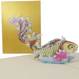 Gold Koi Carp Fish 3D Pop Up Card UK
