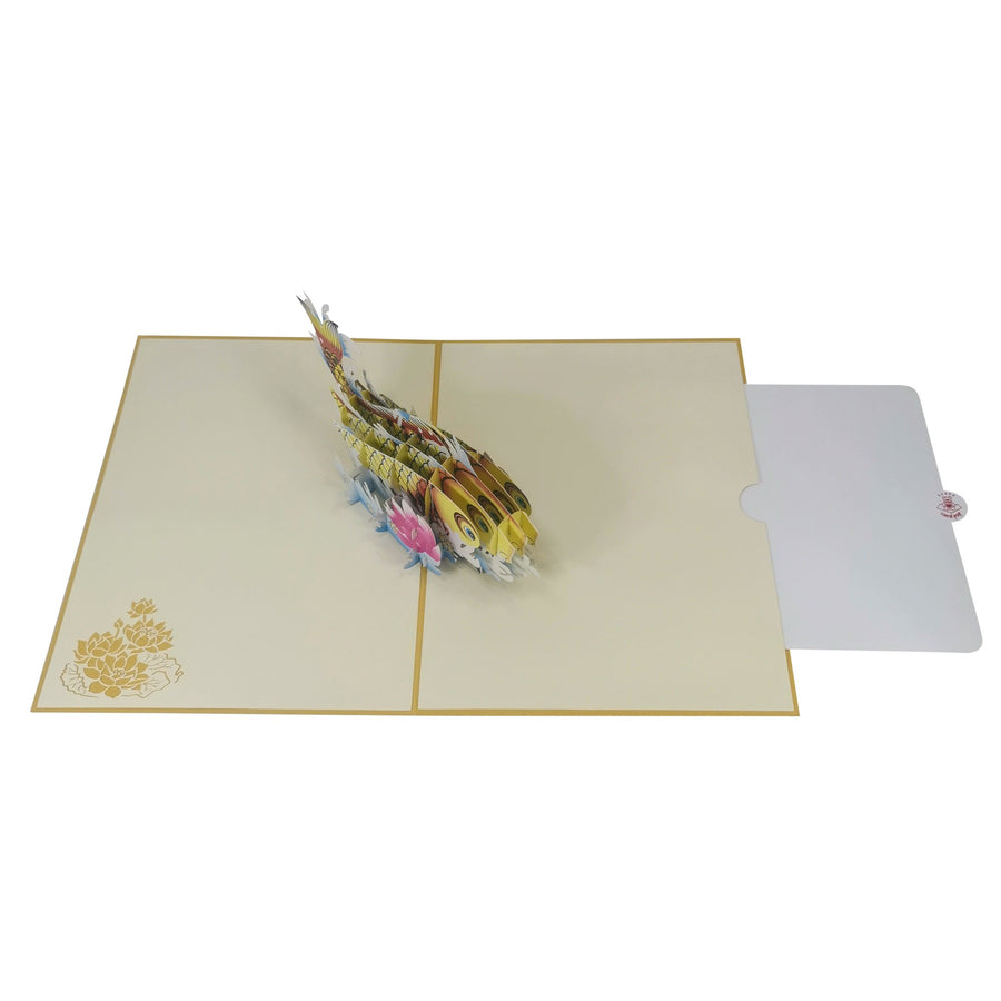 Gold Koi Carp Fish 3D Pop Up Card UK