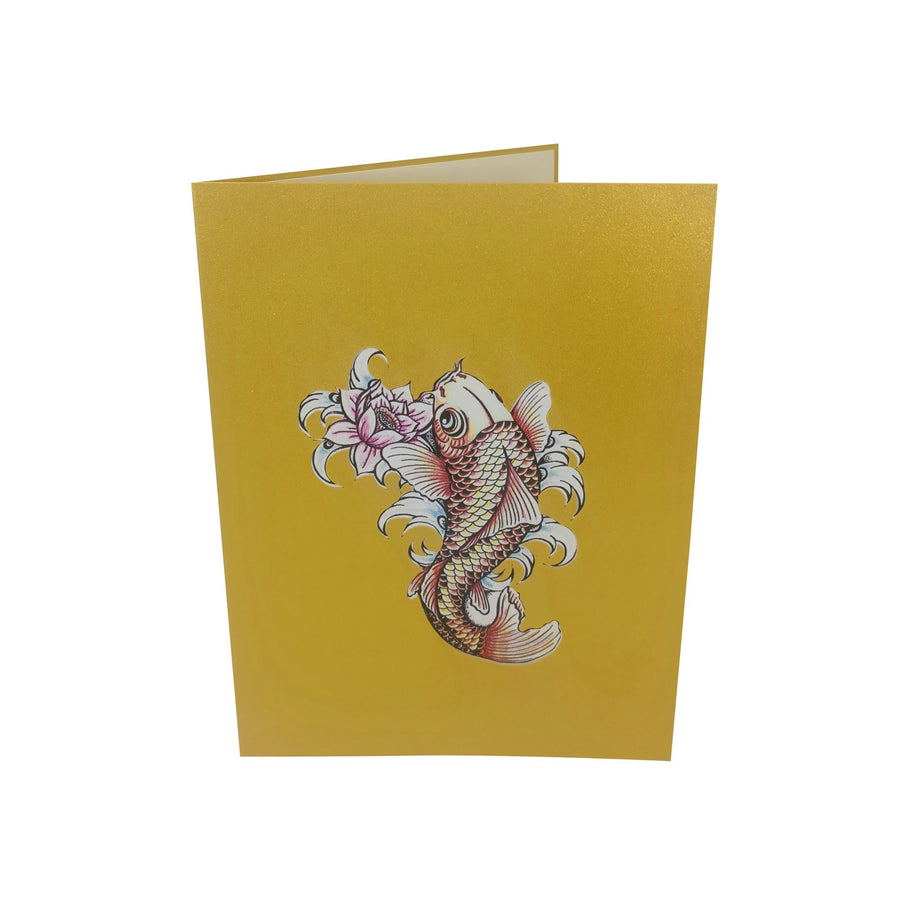 Gold Koi Carp Fish 3D Pop Up Card UK
