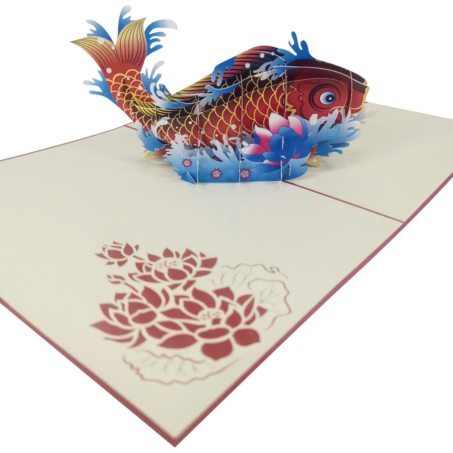 Red Koi Carp Fish 3D Pop Up Card UK
