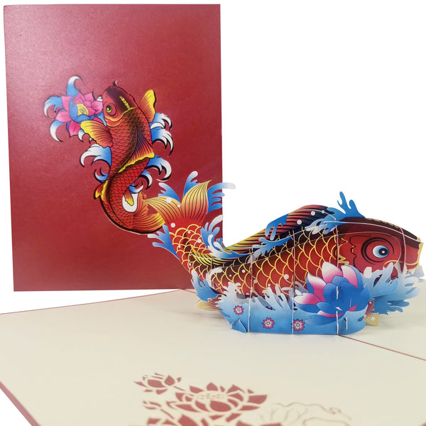 Red Koi Carp Fish Pop-Up Card