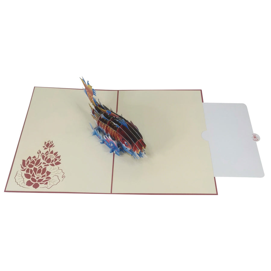 Red Koi Carp Fish 3D Pop Up Card UK