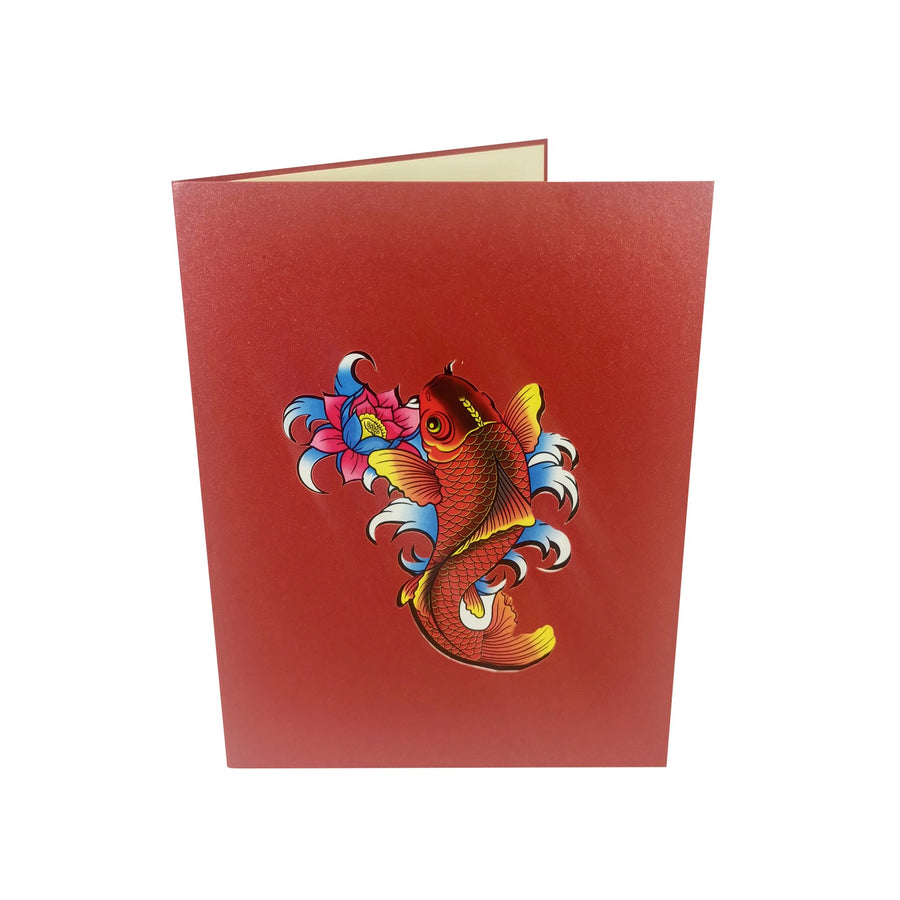 Red Koi Carp Fish 3D Pop Up Card UK