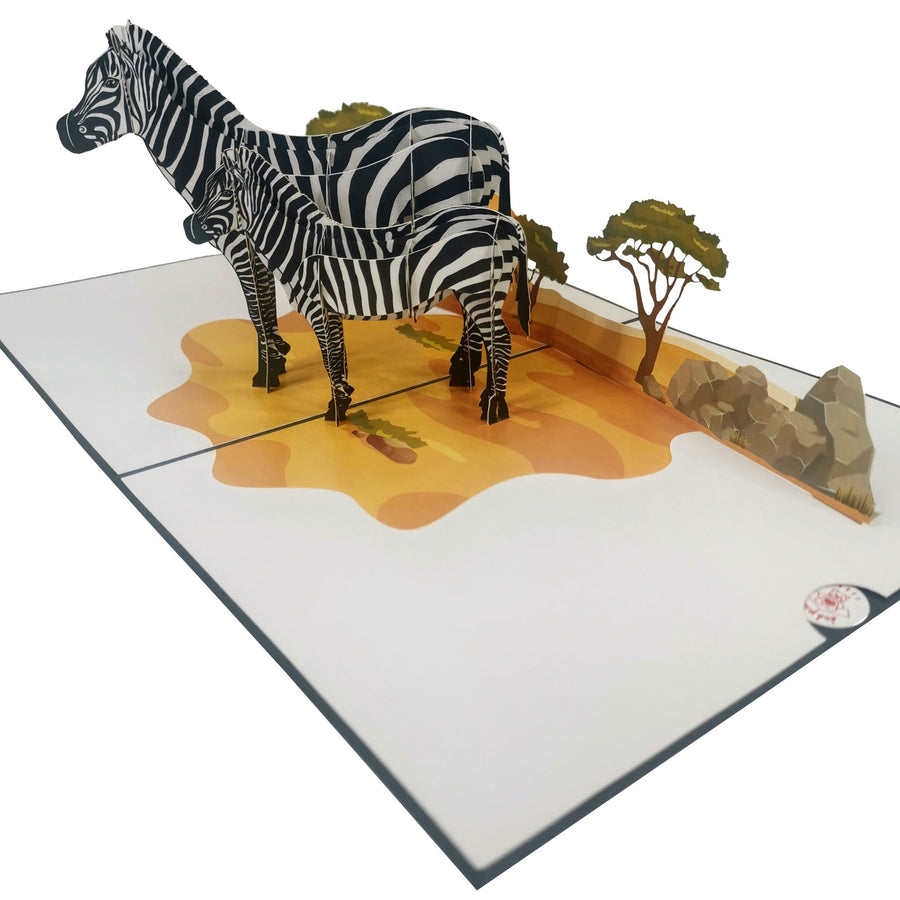 Zebra & Foal 3D Pop Up Card UK