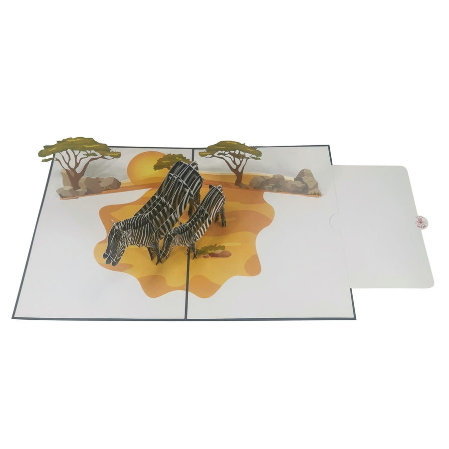Zebra & Foal 3D Pop Up Card UK