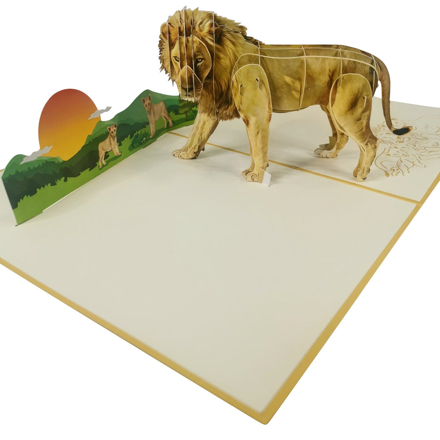 Lion & His Pride 3D Pop Up Card UK