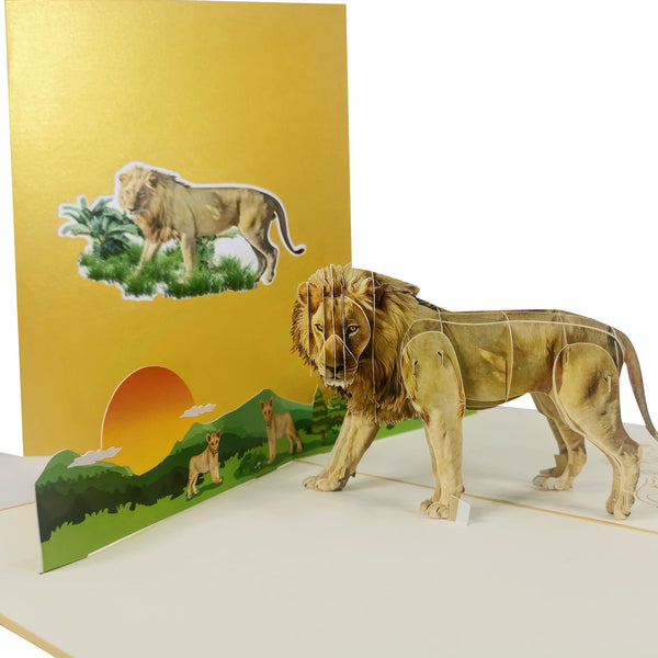 Lion & His Pride Pop-Up Card