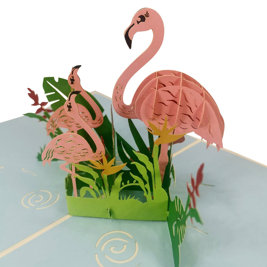 Flamingo Family 3D Pop Up Card UK