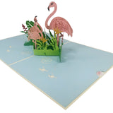 Flamingo Family 3D Pop Up Card UK