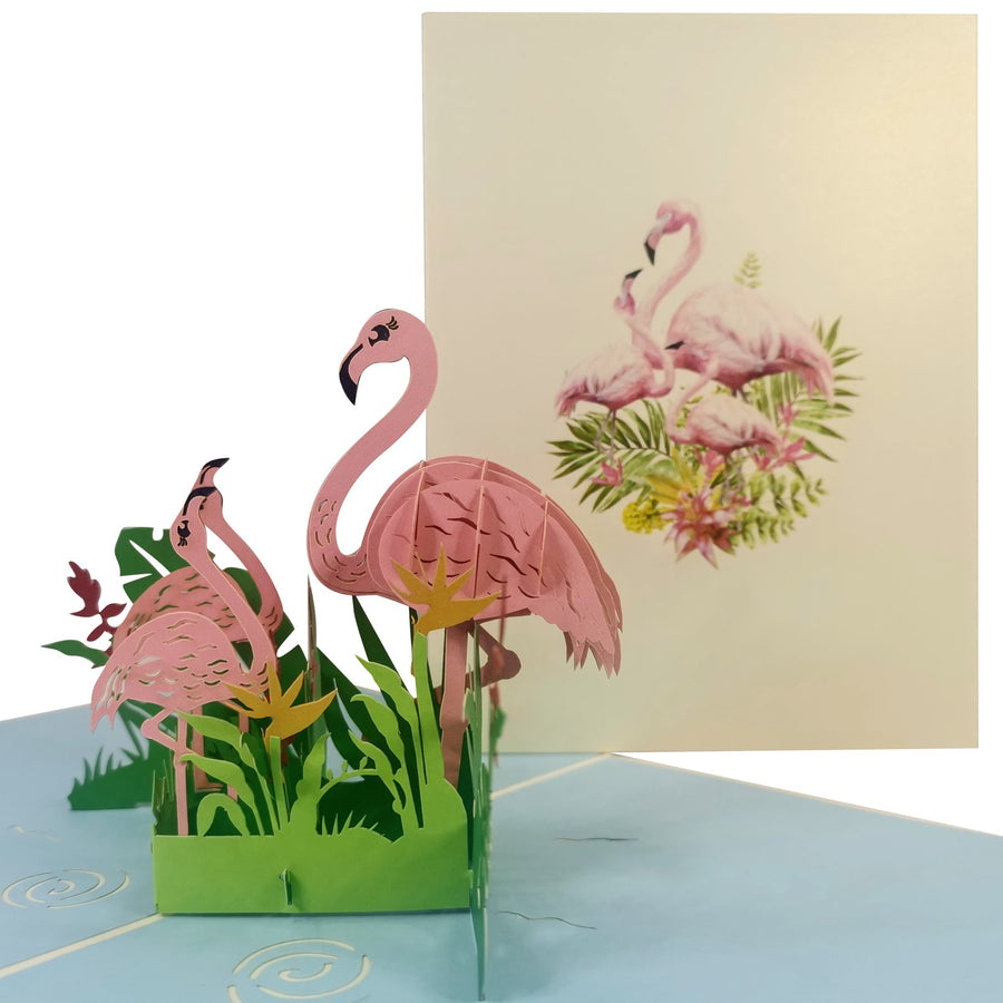 Flamingo Family 3D Pop Up Card UK