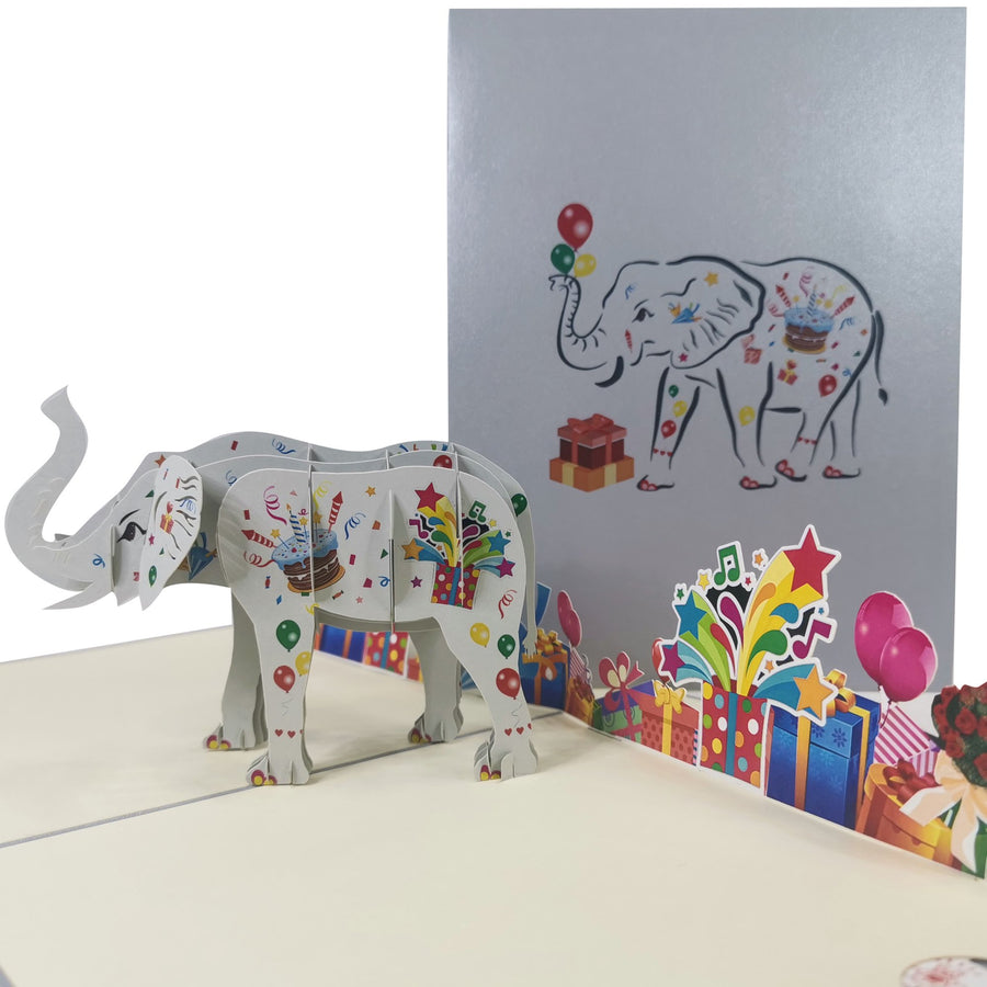 Birthday Party Elephant 3D Pop Up Card UK