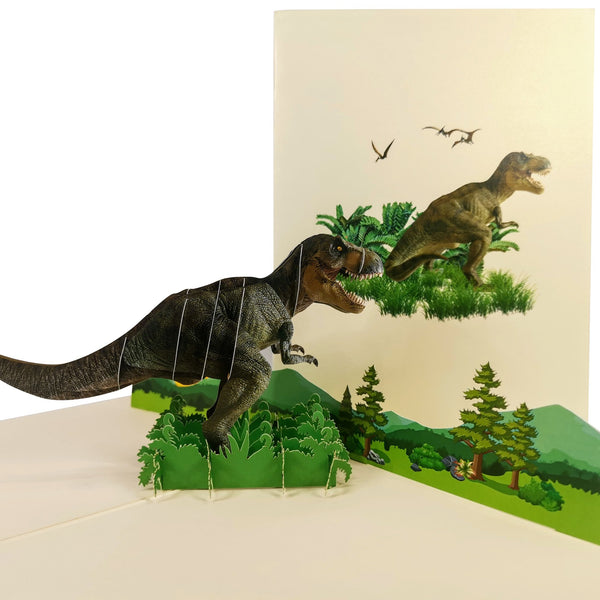 T Rex & Pterodactyl Pop-Up Card