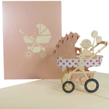 New Baby Girl in Buggy 3D Pop Up Card UK