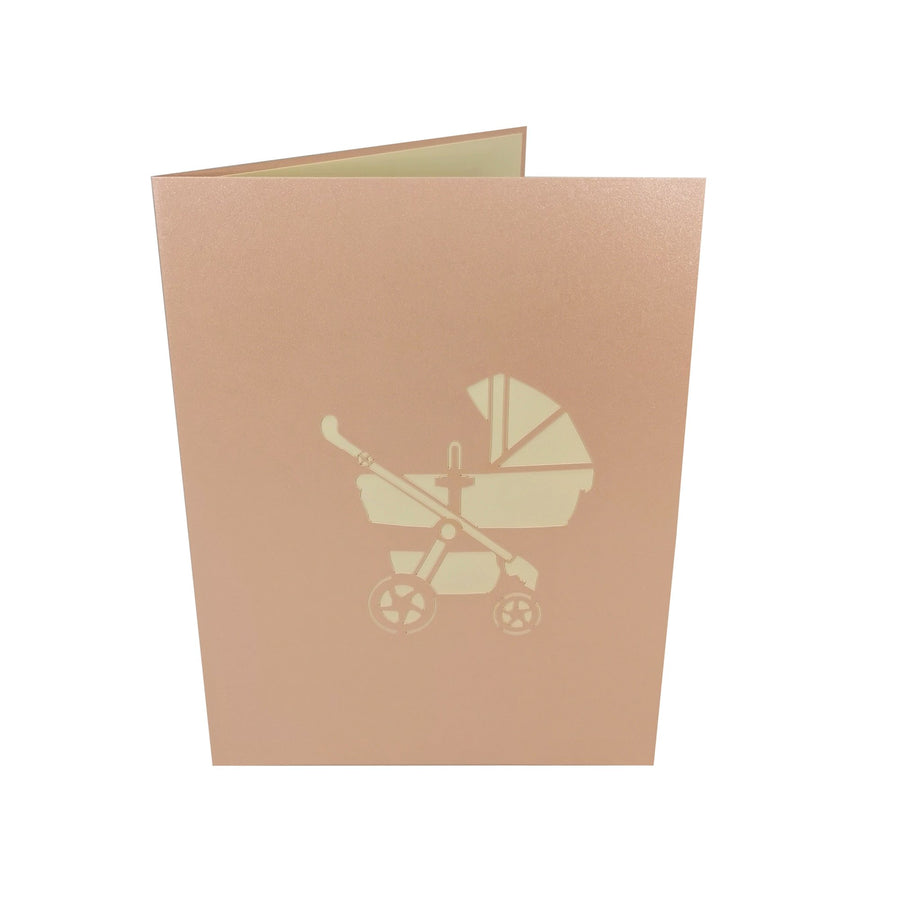 New Baby Girl in Buggy 3D Pop Up Card UK