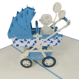 New Baby Boy in Buggy 3D Pop Up Card UK