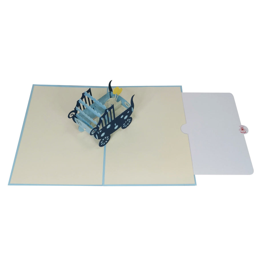New Baby Boy in Pram 3D Pop Up Card UK