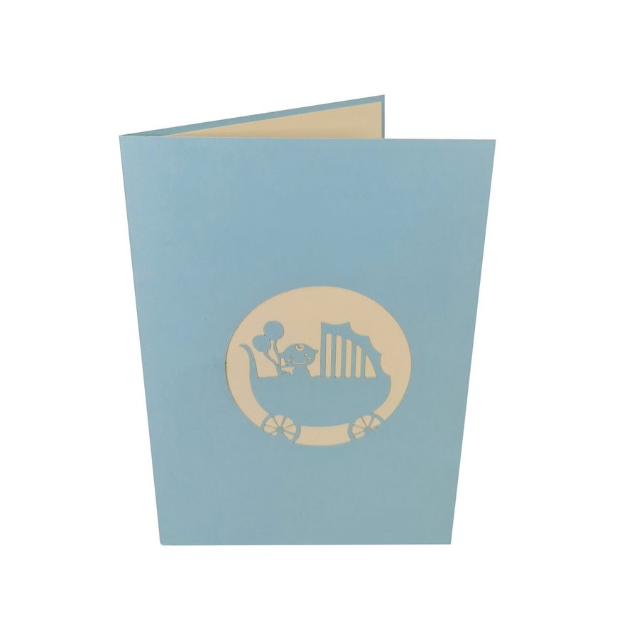 New Baby Boy in Pram 3D Pop Up Card UK