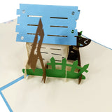 Blue Kennel & Dog 3D Pop Up Card UK