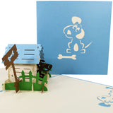 Blue Kennel & Dog 3D Pop Up Card UK