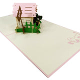 Pink Kennel & Dog 3D Pop Up Card UK